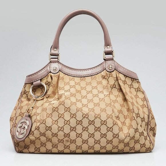 Gucci Beige/Grey GG Canvas Medium Sukey Tote Bag 495-050125